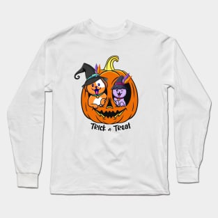 Pumpkin Halloween cat dog funny sticker Long Sleeve T-Shirt